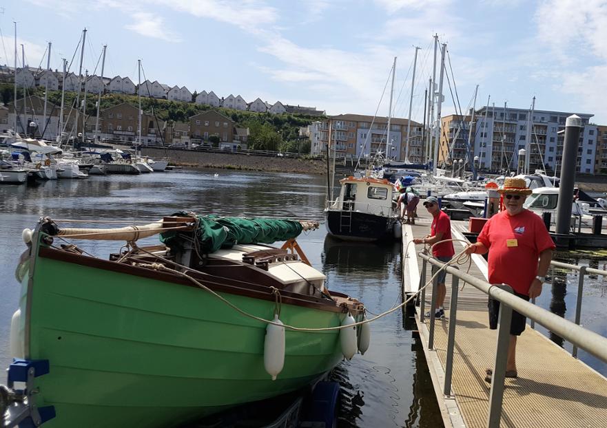 Back on the pontoon
Recovering 'Lapwing' at the end of OGA55, Cardiff Bay © Roger Flambert 2018 
