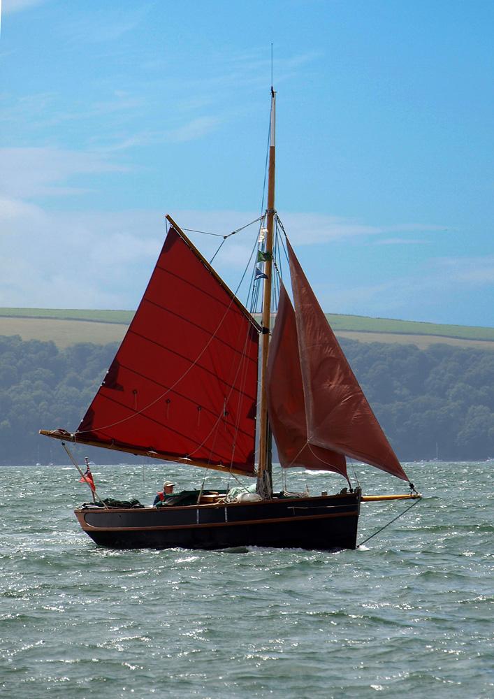 Gaff cutter, 'Thumble'
Not single-handed, crew is below, making tea at Plymouth, July 2017 © Immanuel Craig 2017 
