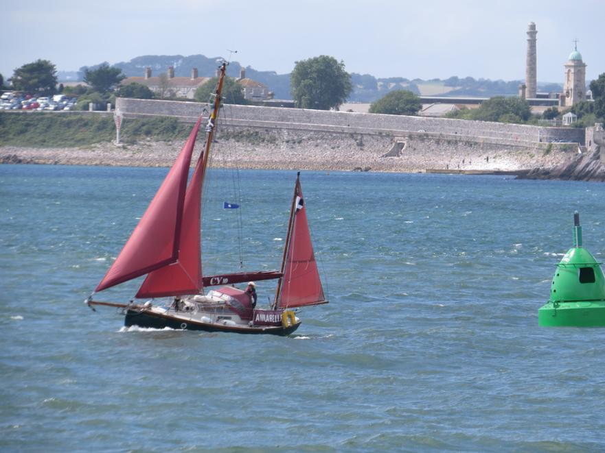 Cornish Crabber yawl
Brian & Estelle in Cornish Yawl 'Annabelle', Plymouth Sound © Steve Lorraine 2017 