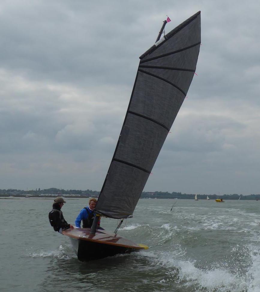 'Fyre' the only lug rigged 505. Mark Butler shows off his new rig, Tollesbury 2017 © Andy Hobden 2017 