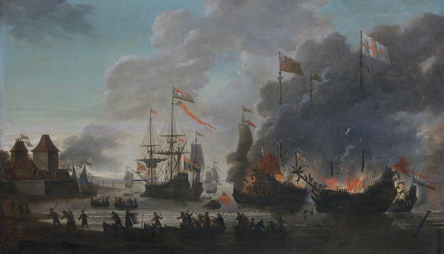 Battle of Chatham, 'Royal Charles' is right of centre ©Wikimedia Commons 