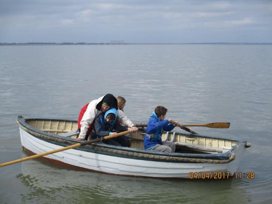Learning to row Sallie's smack's boat - EC sea scouts learning with the OGA Youth Fund ©Richard Tichener 