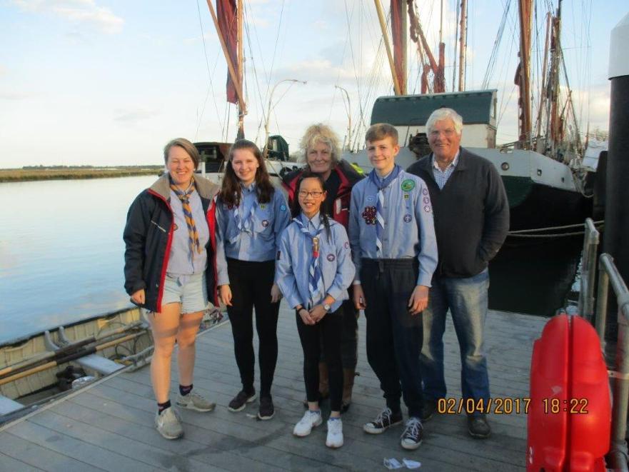 Sea Scouts, their leader and skipper and mate of the smack Sallie ready for the off ©Richard Tichener 
