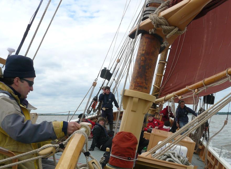 Pioneer, a 70' restored East Coast smack, can be a challenge to handle in a blow ©The Pioneer Trust 2011 